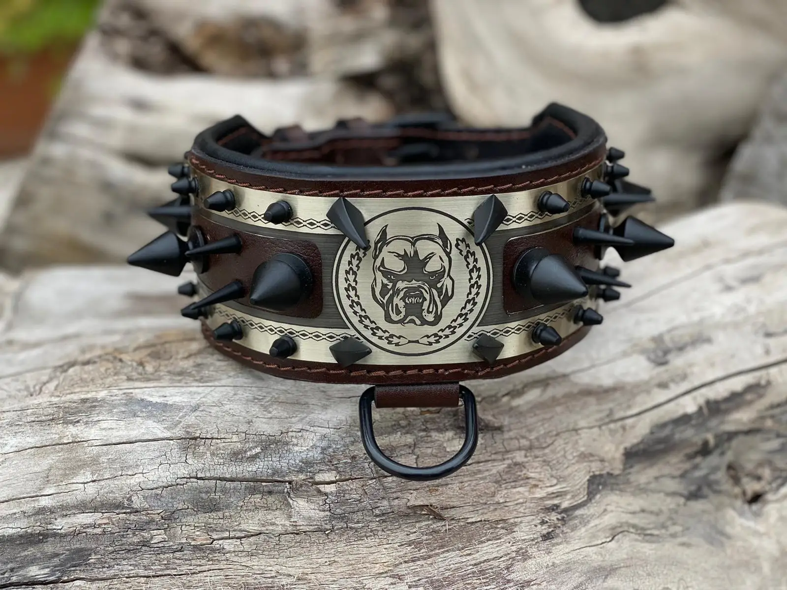 

Large Leather Dog Collar, Heavy Duty Big Spiked Dog Collars, Custom Dog collar