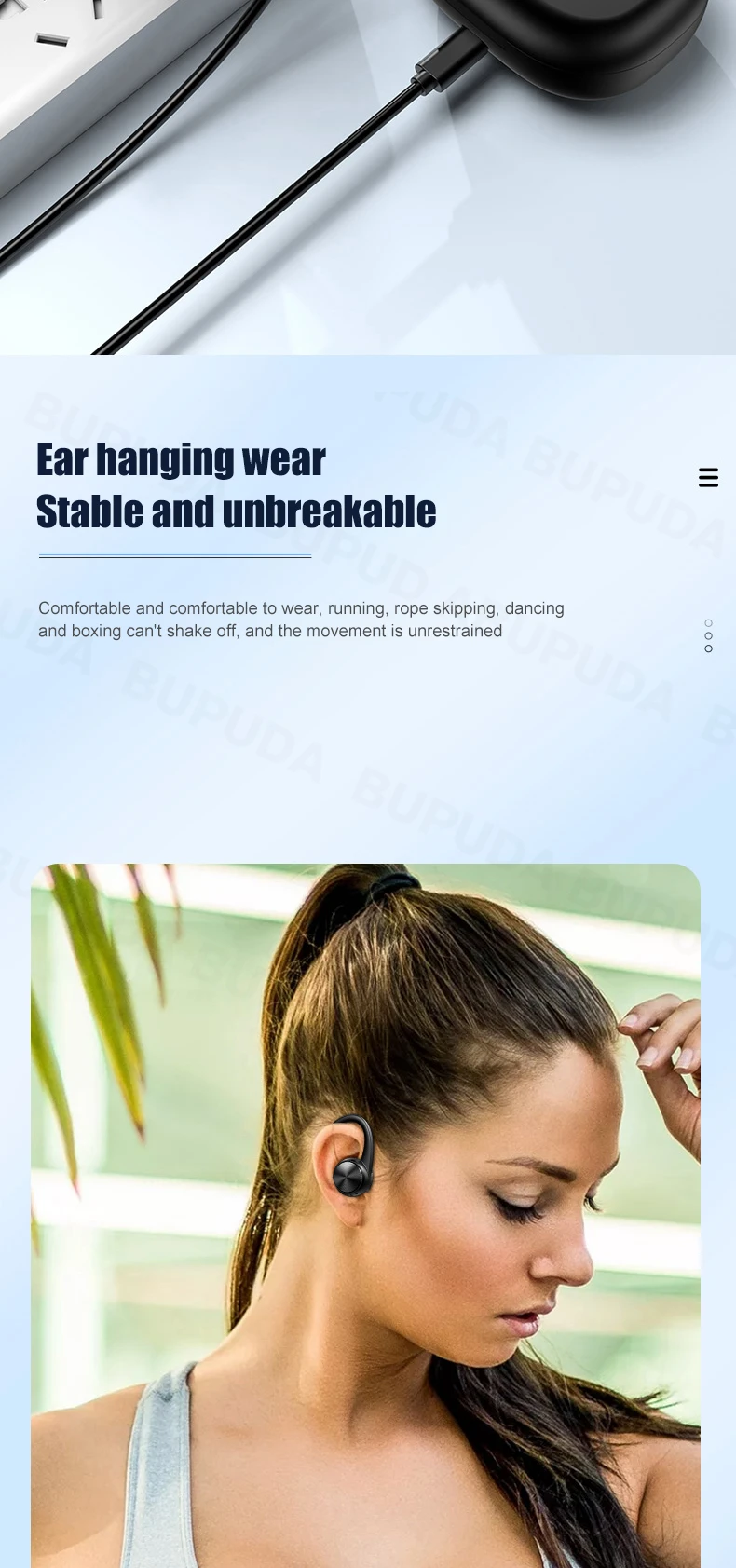 Sports Bluetooth Wireless Headphones with Mic IPX5 Waterproof Ear Hooks Bluetooth Earphones HiFi Stereo Music Earbuds for Phone best running headphones