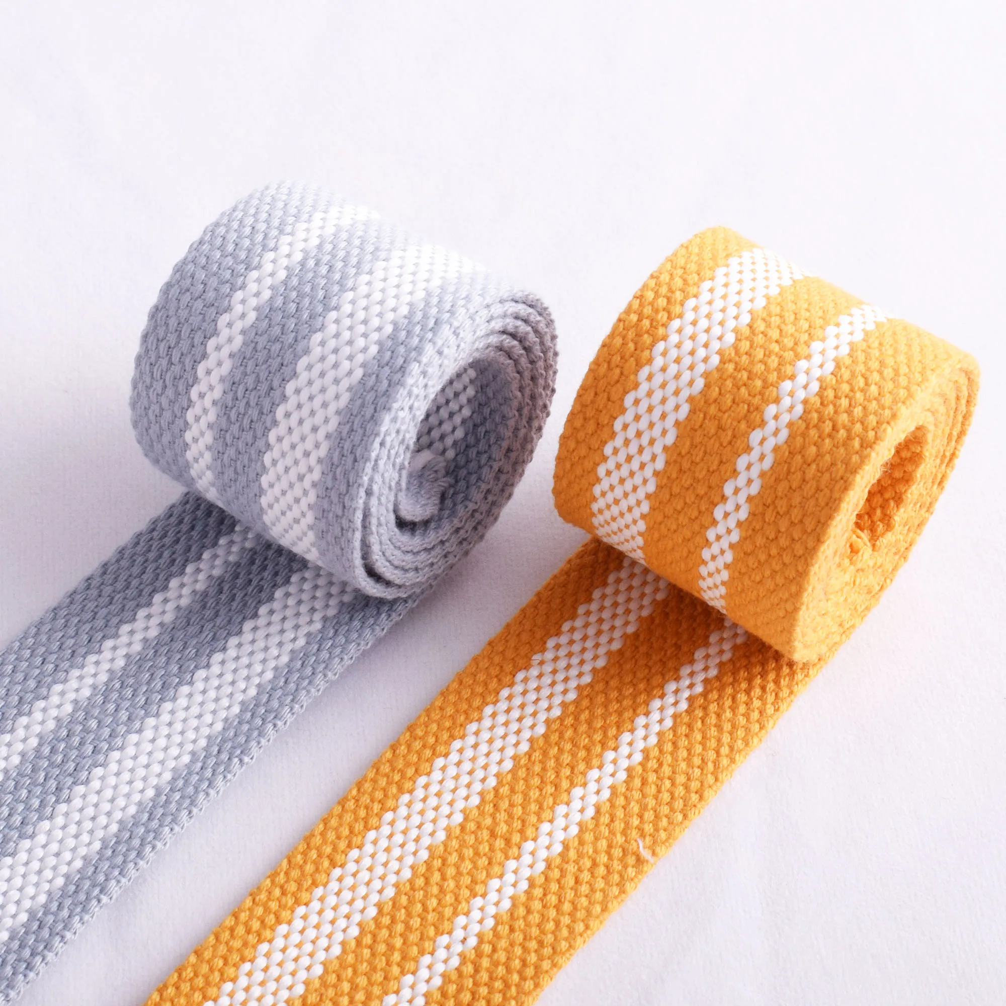 

Striped Webbing Heavy Duty Polyester Webbing 1 1/2" Gray Yellow Woven Ribbon Trims Crossbody Bag Purse Strap Lanyard 1/3/5yards