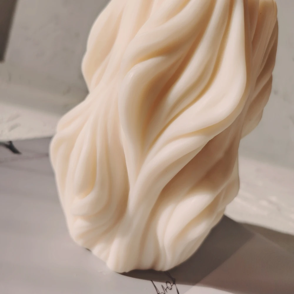 Hermosa 3D hecho velas moldes tallada ondulado vela arte abstracto geom&eacute;trico Irregular de silicona molde de vela para la decoraci&oacute;n de la casa-3