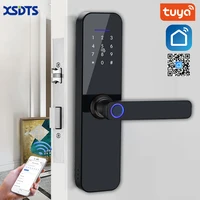 tuya wifi electronic smart door lock with biometric fingerprint smart card password key unlock usb emergency charge