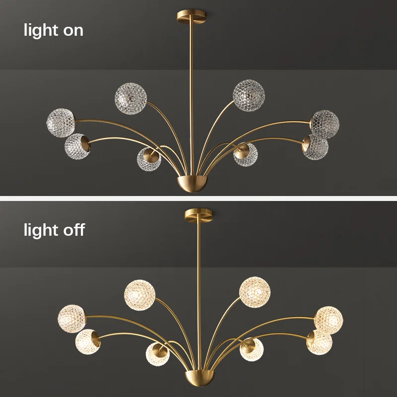 Nordic Modern Copper Design LED Chandelier For Living Room Bedroom Dining Kitchen Ceiling Pendant Lamp Glass Ball G9 Light |