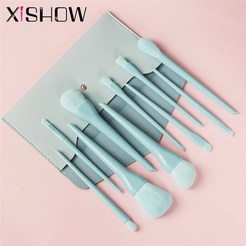 

XISHOW Makeup Brushes Powder Foundation Brush Lip Eyeshadow Eyebrow Brush Professional Make Up Brush Set 10pcs Skin Care Sets
