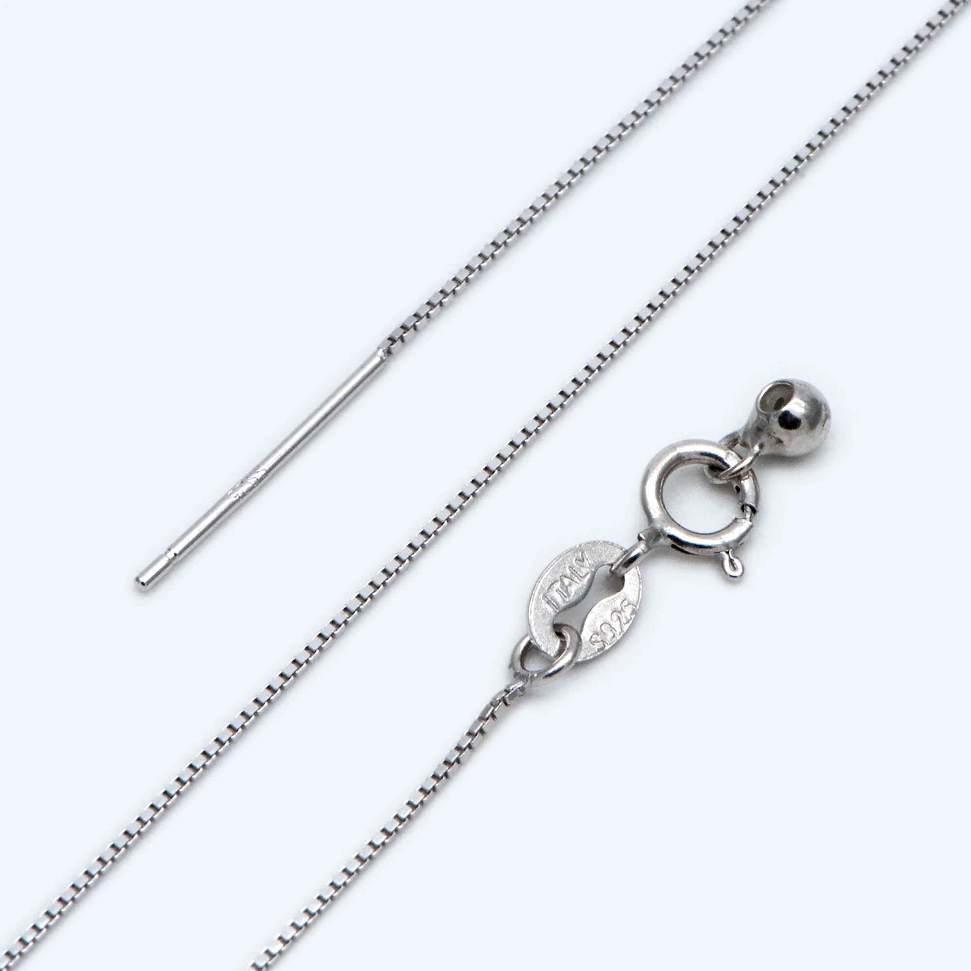 

Adjustable Sterling Silver Necklace, 0.7mm Dainty Box Chain, Rhodium Plated Finished Chain, 18" Inch (CY-009-2)