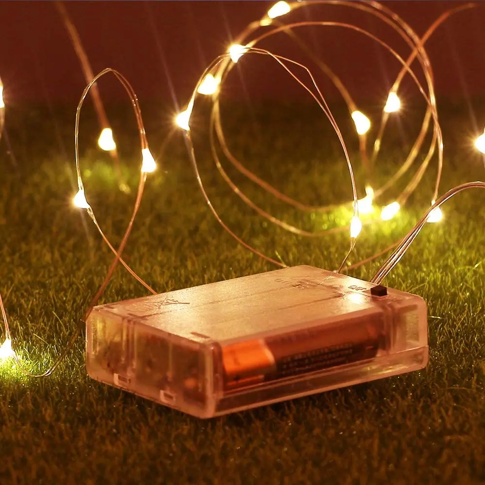 Светодиодная гирлянда Fairy Lights на батарейках и USB, водонепроницаемая, 2 метра, 10 метров, 100 светодиодов, 33 фута, с медной проволокой для украшения Рождества, свадьбы, сада. - Фото №1