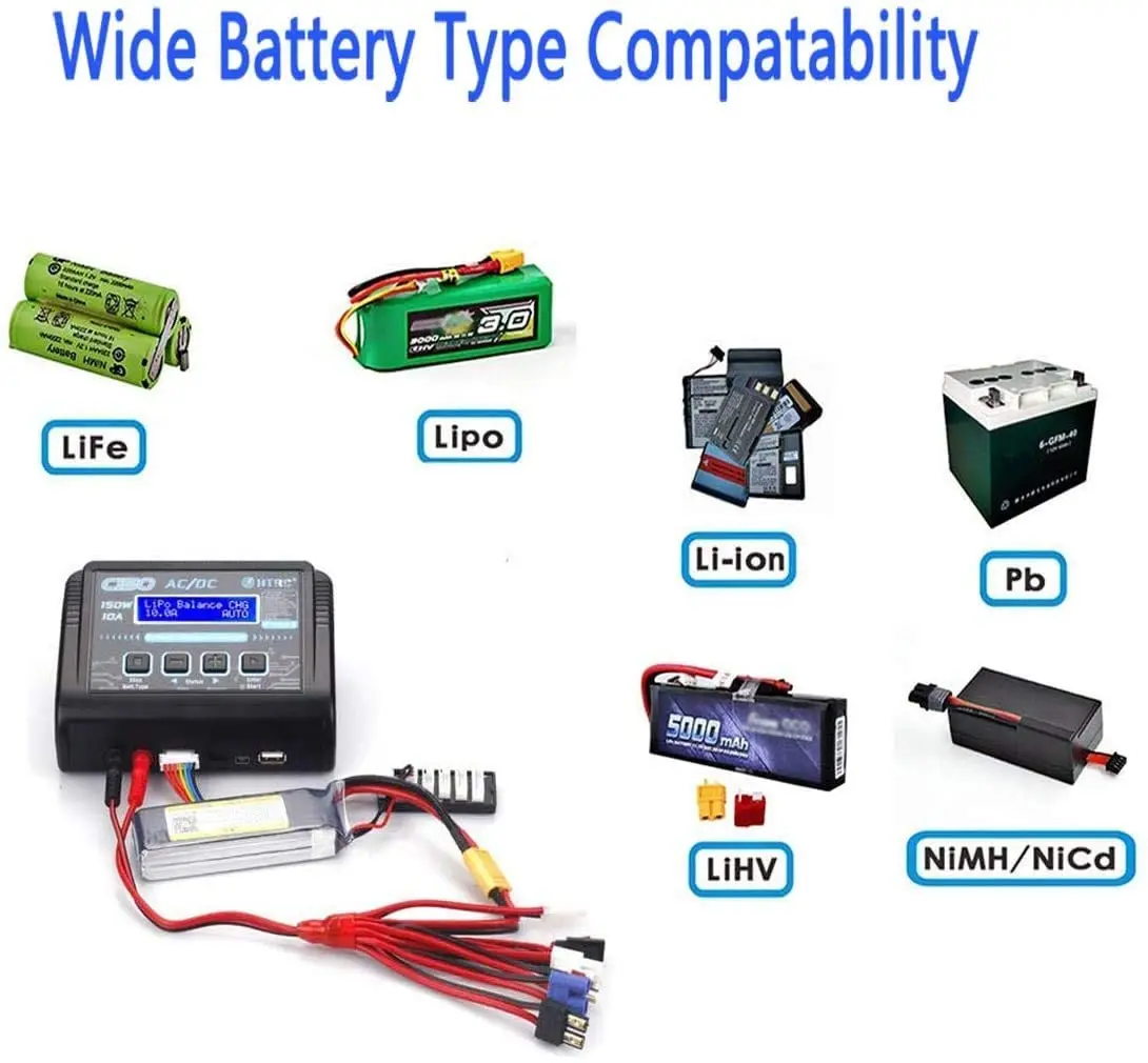 1 шт. HTRC зарядное устройство LiPo RC балансировка Dis 150 Вт 10A 1-6S AC/DC C150 для NiCd Li-Ion Life NiMH
