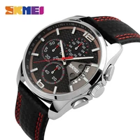 skmei 5bar waterproof sport mens fashion watches top brand luxury leather strap quartz wristwatches relogio masculino 9106