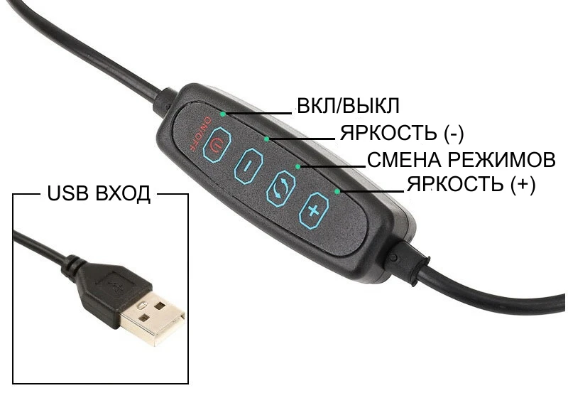 Светодиодная настольная лампа струбцина двух-коленная 46 см 24 LED 7W черная ROL-601-220-M-B