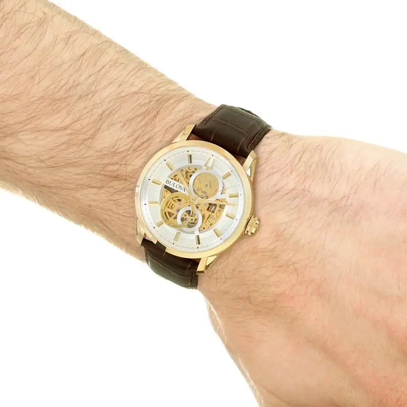 Наручные часы Bulova 97A138 мужские механические с автоподзаводом на кожаном ремешке |