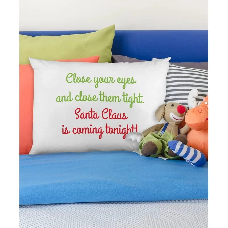 Персонализированные закрыть вашу наволочка с глазами Санта Клаус идет Рождество