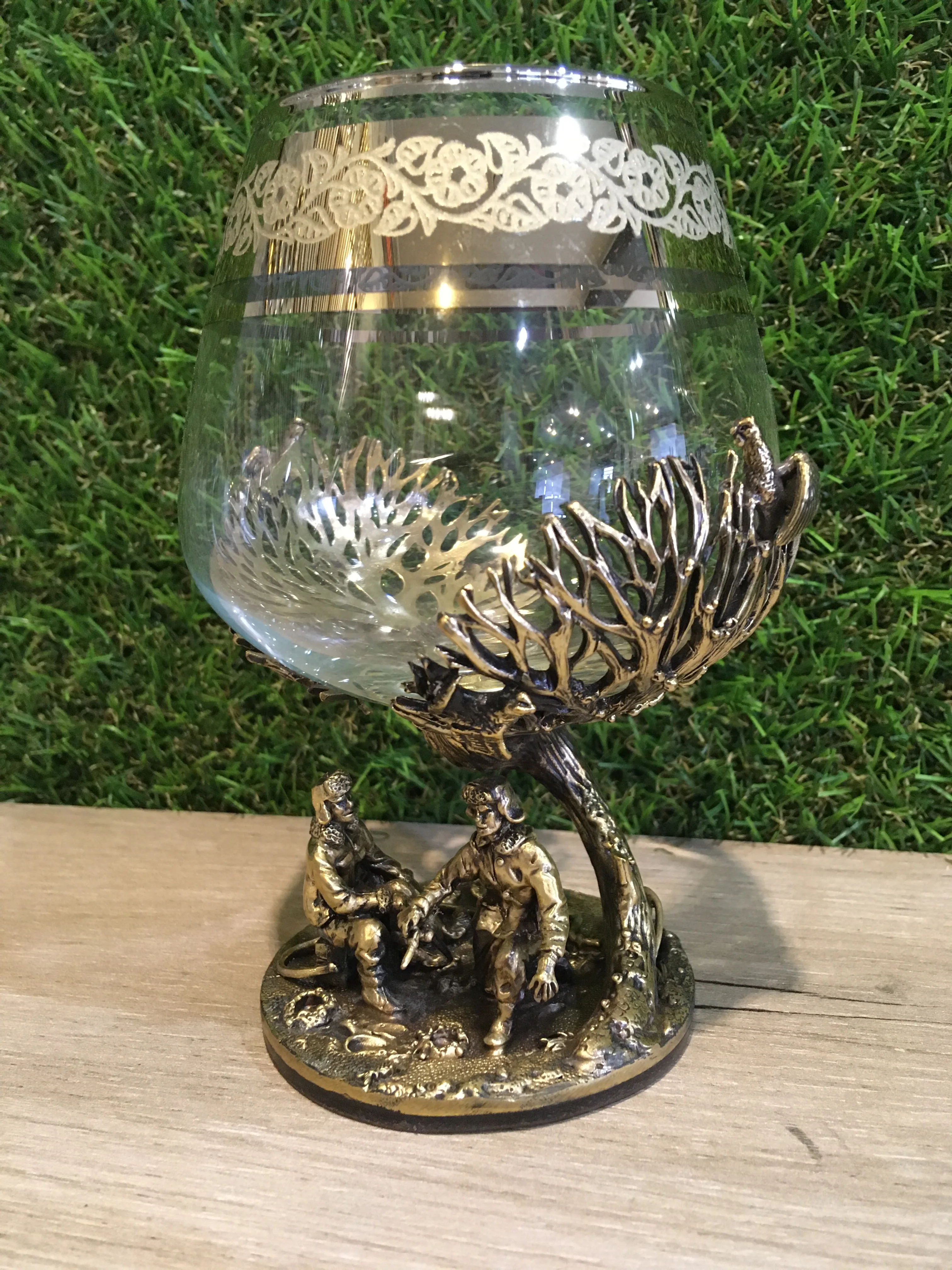 Бокал для коньяка Зимняя рыбалка вместимость 380 мл латунь|Другие стаканы| |