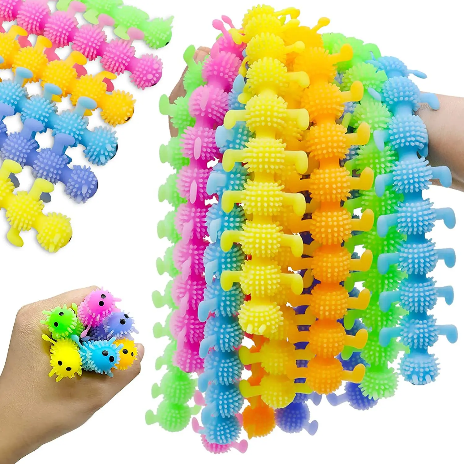 

Fidget Toys Kawaii Squishy Toy Elastic Caterpillar Stress Reliever Gift For Children Fidget Soft Animal Pinch Decompression Toy