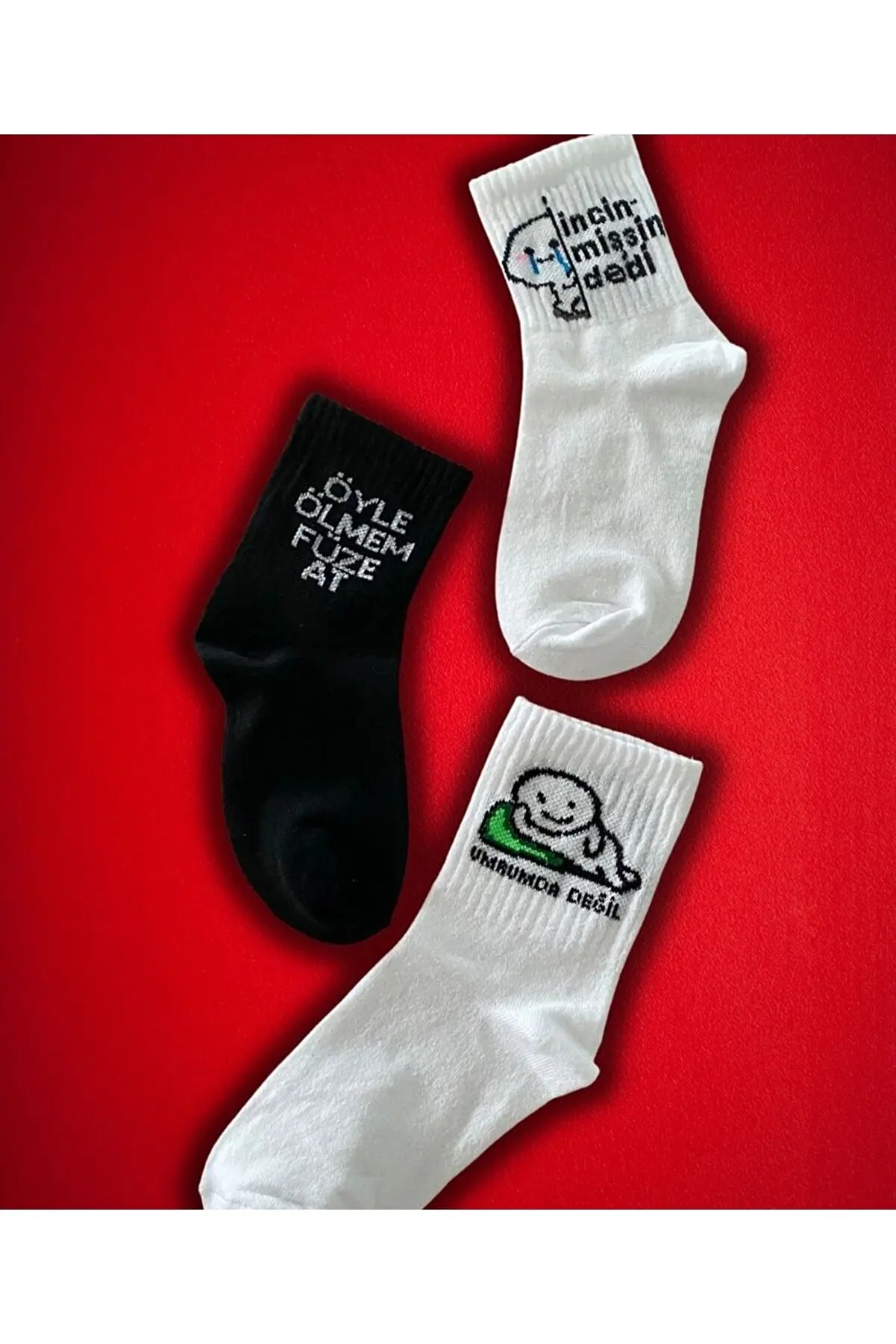 

Motto Written Patterned Sports Socks Package