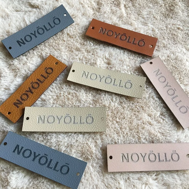 

40pcs Handmade labels with rivets personalised brand logo leather tags for knitting crochet Sew on clothing blanket - DIY label