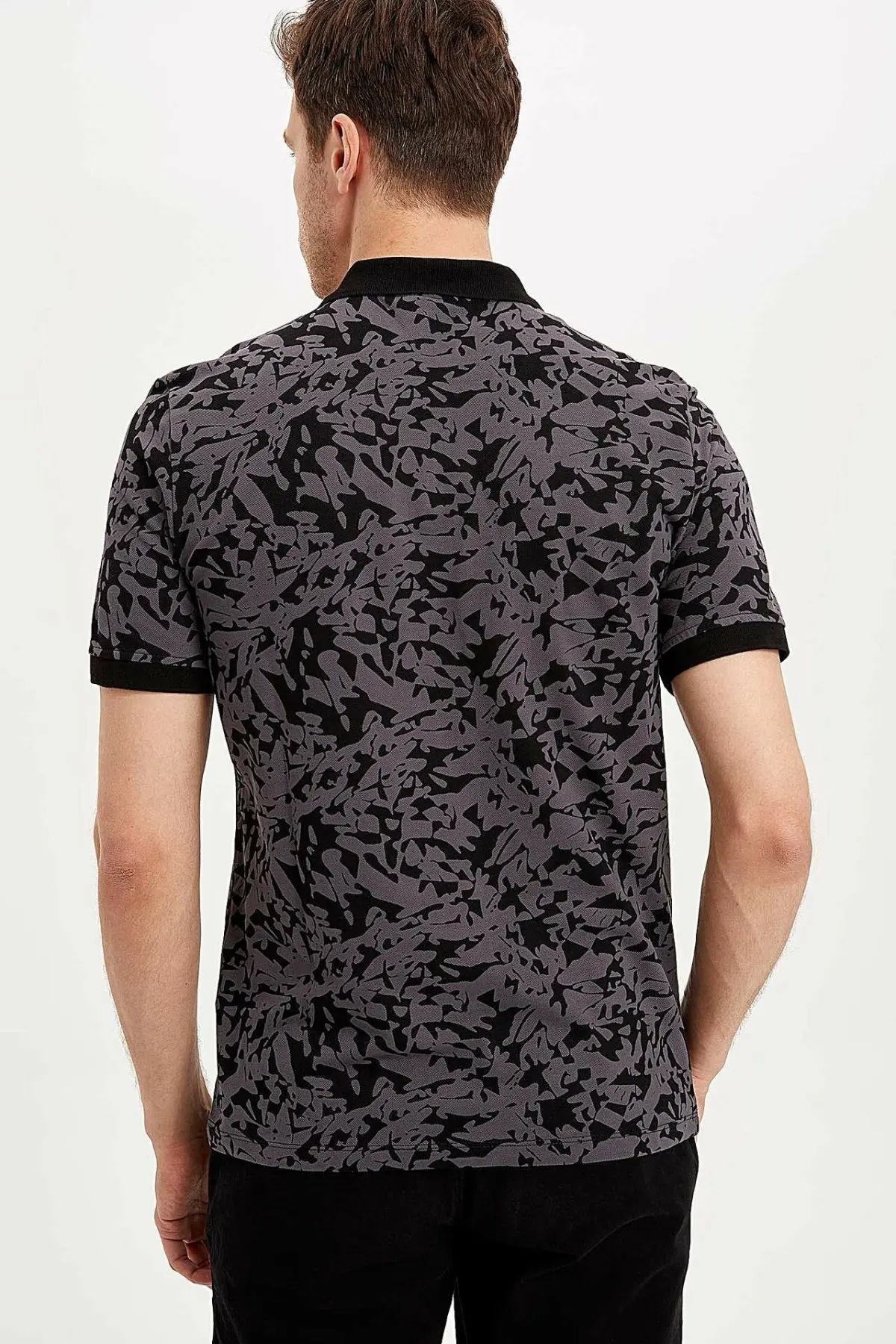 Дефакто Мужская модная рубашка поло для мужчин повседневная с рисунком свободные с короткими рукавами мужские комфортные топы летние новые-K4619AZ19SM