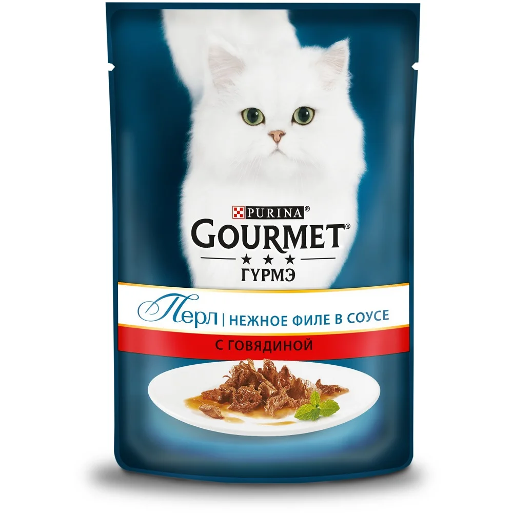 Влажный корм Gourmet Перл Нежное филе для кошек со вкусом говядины в соусе 24 шт х 85 г |