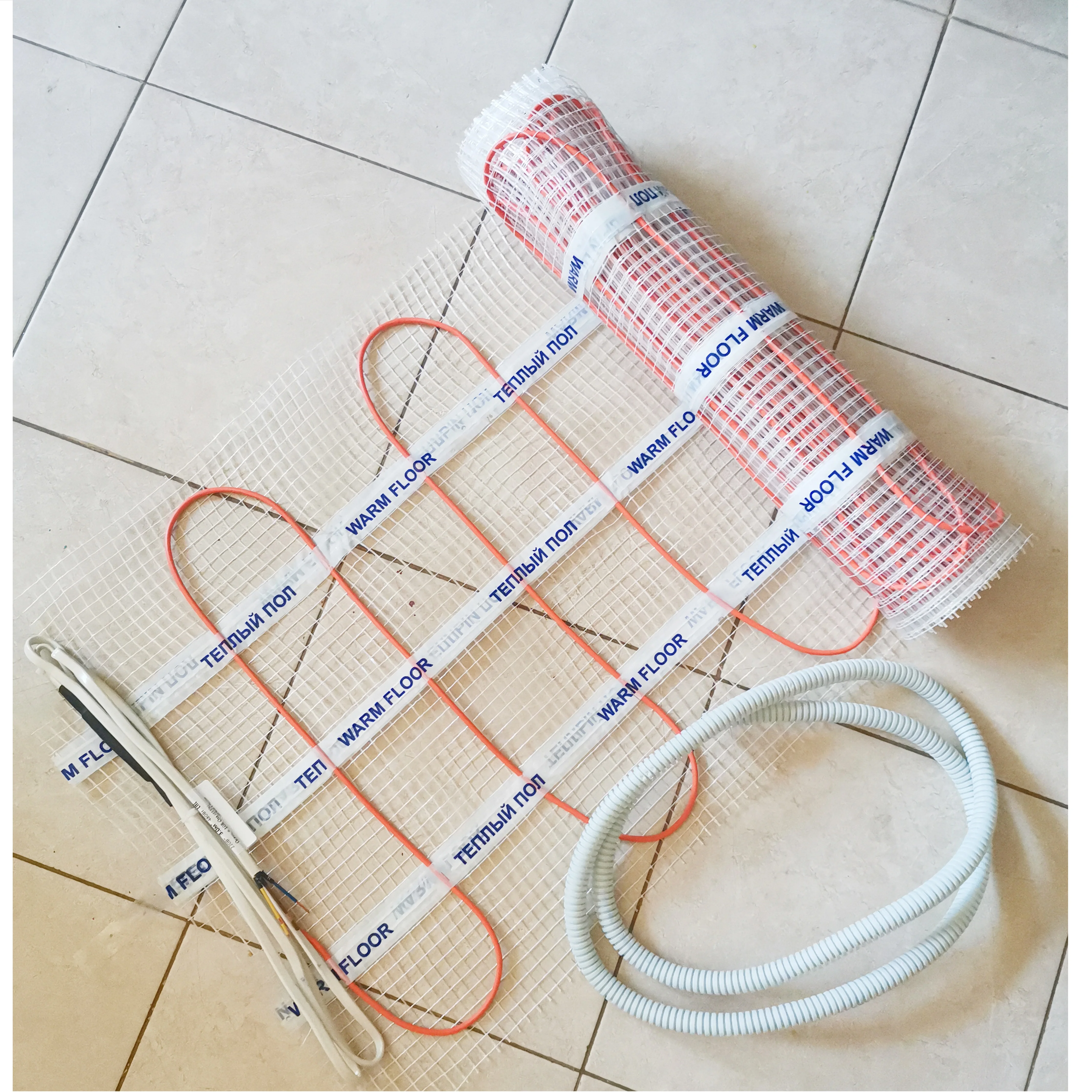 Warm floor electric and thermoregulator 70.26 MST 1 heating mat 160 W/m2 double core in tile glue/screed 5-8mm | Обустройство дома