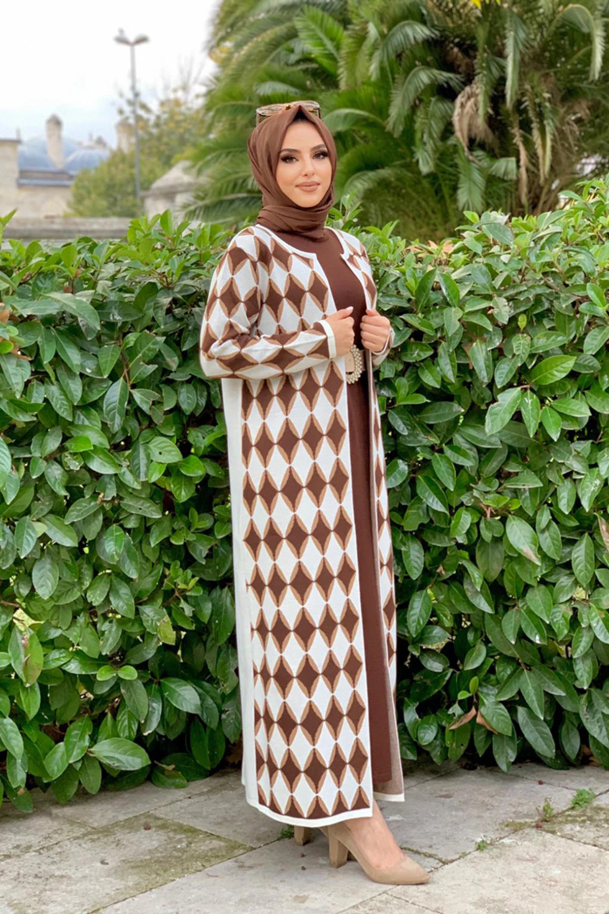 Baklava Pattern Detailed Knitwear Cardigan Turkey Muslim Fashion Islam Clothing Dubai Istanbul 2021