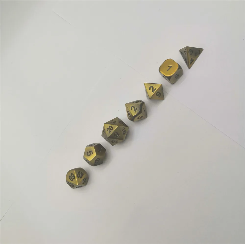 Античные бронзовые твердые металлические многогранные D & кости набор RPG ролевые