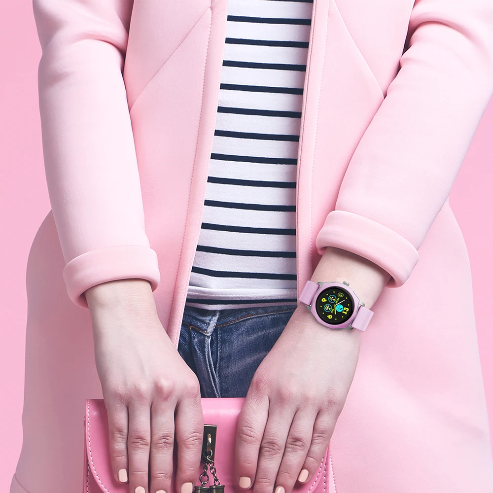 ELFTEAR V18 Смарт-часы для женщин Полный Круглый сенсорный экран леди Smartwatch изменение цвета ремешок мониторинг сердечного ритма для Apple Watch