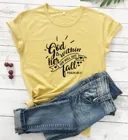Футболки с надписью God Is inside Her, She Will Not Fall, хлопковые, с Иисусом, Псалом