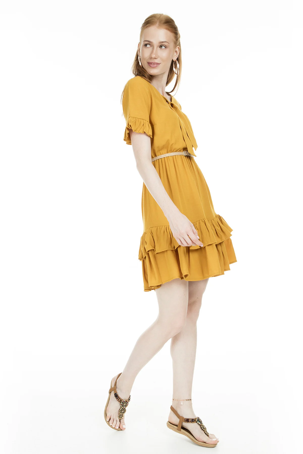 Женское мини платье с оборками Lela 51919074|Женские платья| |