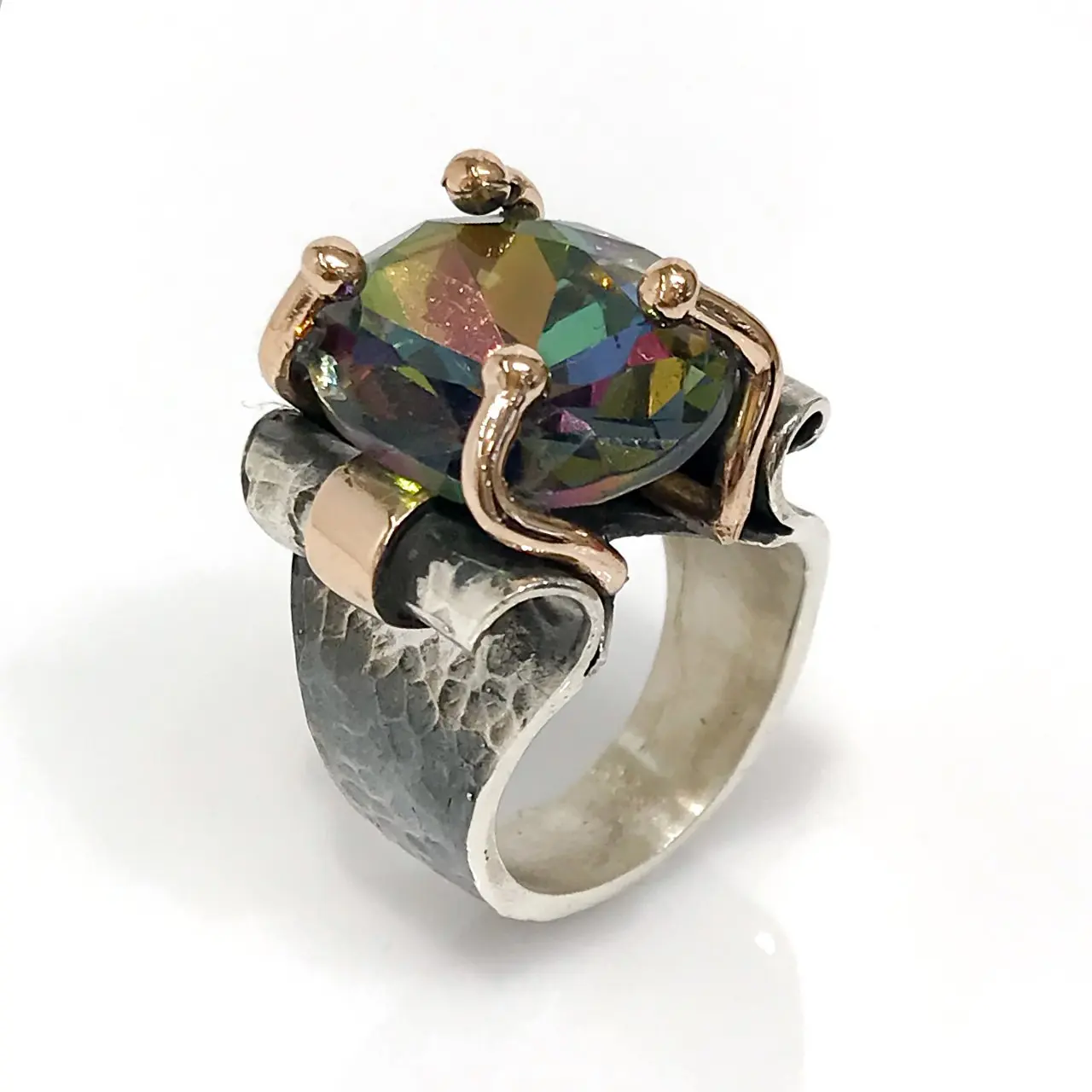Настоящее кольцо из стерлингового серебра с мистическим топазом и натуральным