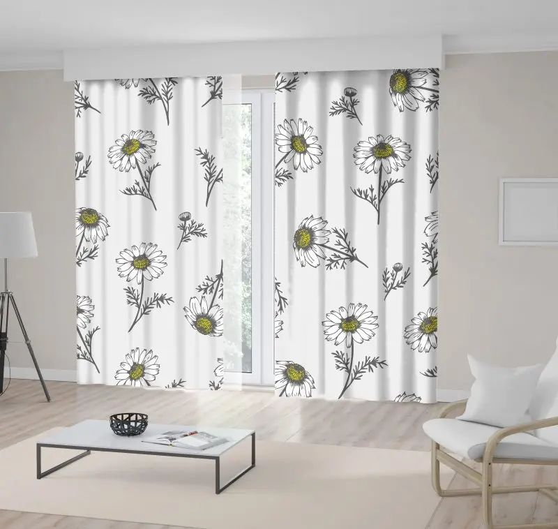 Занавеска ромашка Маргаритка летние цветы узор Сад Природа тема классический