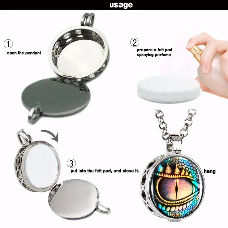 

Aromatherapy Essential Oil Diffuser Locket Necklace Fashion Eye Design Hollow Magnetic Perfume Pendant For Unisex With Felt Pads