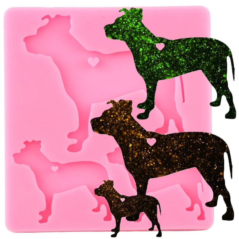 Блестящая Собака Семья Брелок силиконовая форма животные брелок кольцо для