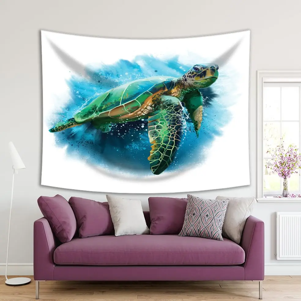 Гобелен Большая Морская Черепаха плавание в море под водой Дикая жизнь