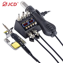 JCD 2 in 1 Hot Air Gun 800W LCD Digital Rework Soldering Station Electric Soldering Iron for Phone PCB IC SMD 8898 Welding Set