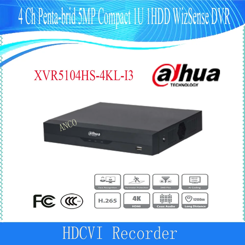 

Dahua 4 Channel Penta-brid 5MP Compact 1U 1HDD WizSense Digital Video Recorder DH-XVR5104HS-4KL-I3 in Stock