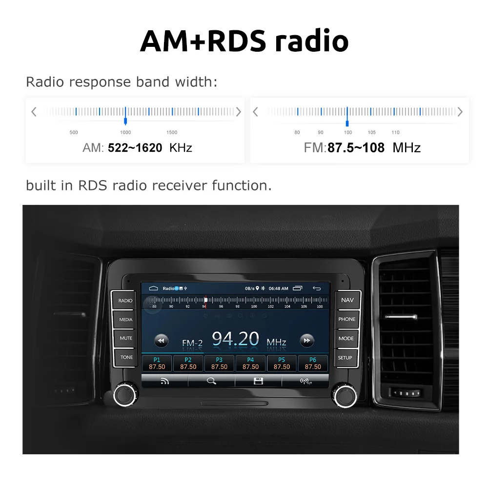 $89.45 ESSGOO 7'' Android 2 Din Car Radio Stereo FM RDS Bluetooth WiFi GPS Navigation Autoradio For Volkswagen VW Caddy Golf Skoda Seat