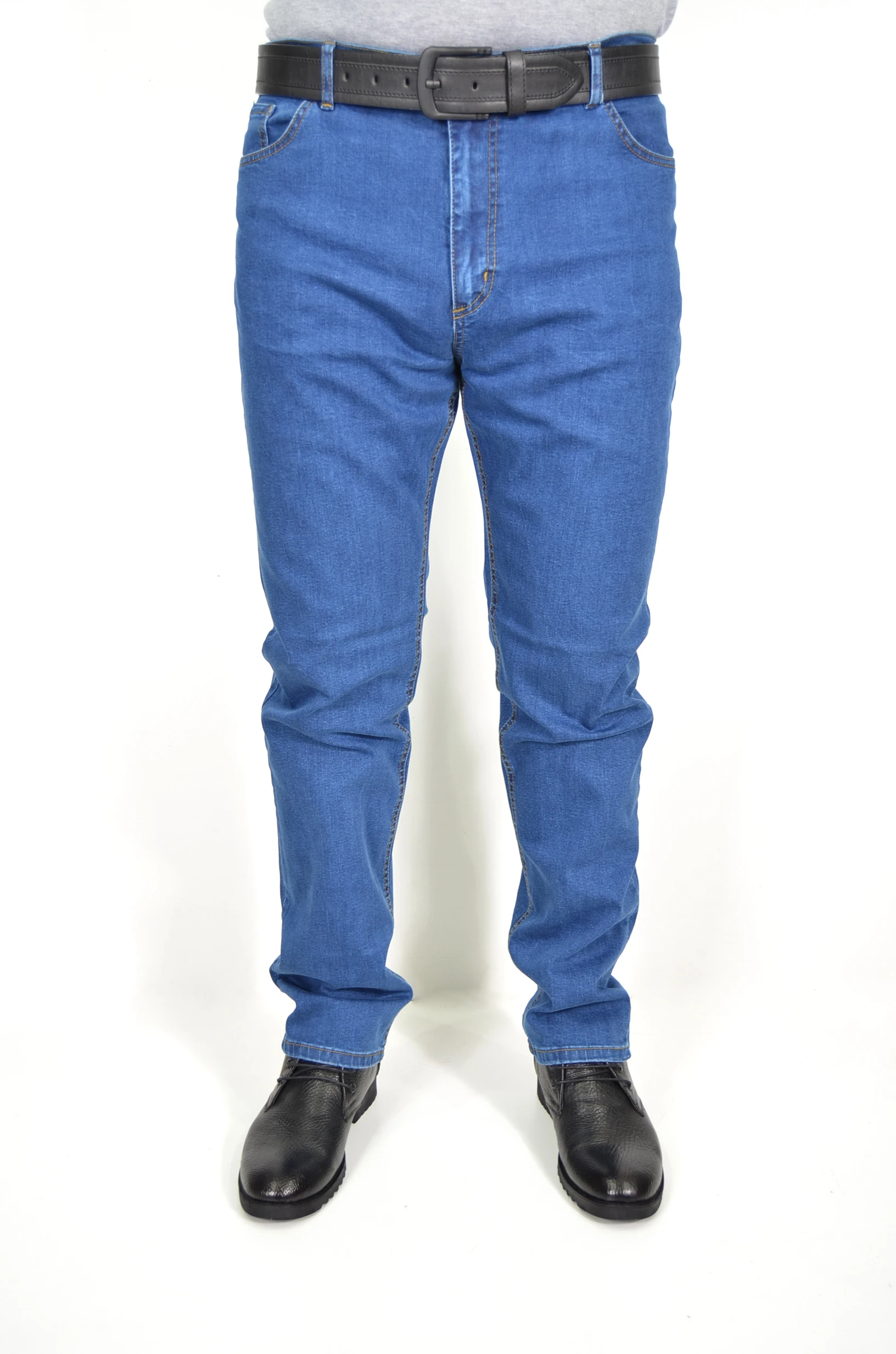 Мужские джинсы классического кроя с высокой талией лайкра гибкие