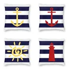 Декоративный чехол для диванной подушки морского горчичного желтого цвета, домашний скандинавский чехол с якорем на темно-синих полосках, наволочка для дивана, чехол для подушки 40*40