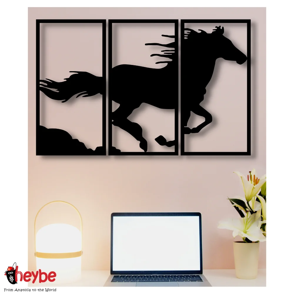 Деревянная Стена Художественное Украшение Скачущая Лошадь Природа Пейзаж