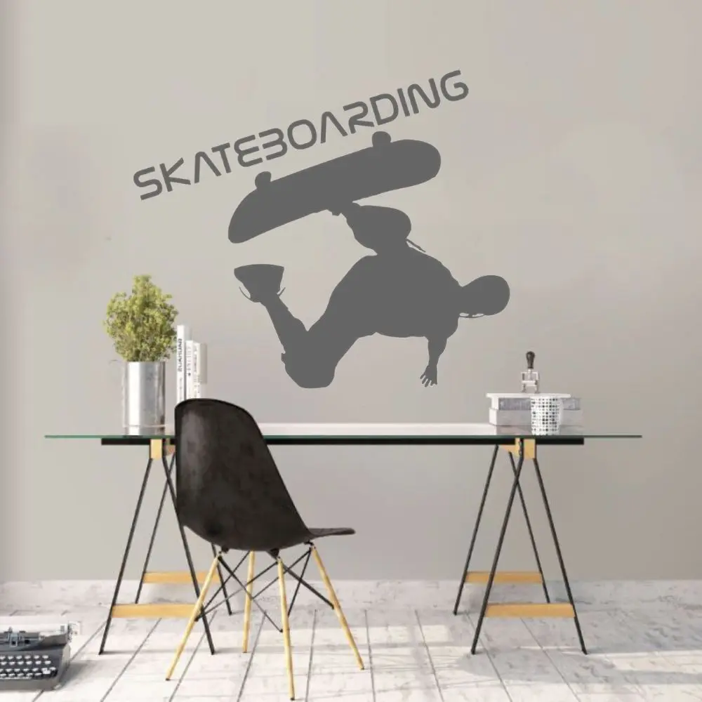 

Skateboarder Air Stunt Tricks Decal Wall Art Skateboard Sports Sticker for Home And BedRoom Decoration Removable A002489