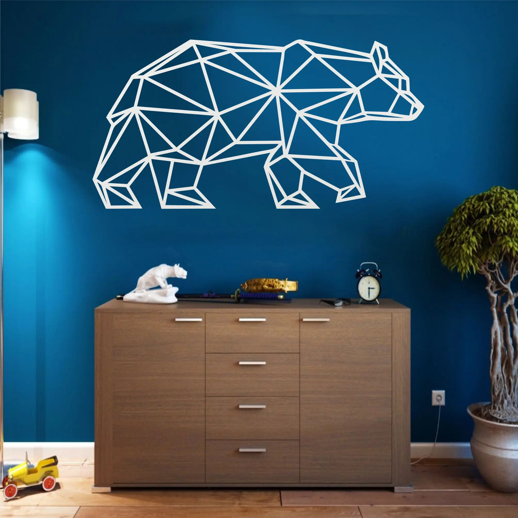 

Metal Wall Art, Geometric Metal Bear Silhouette, Metal Wall Decor, White