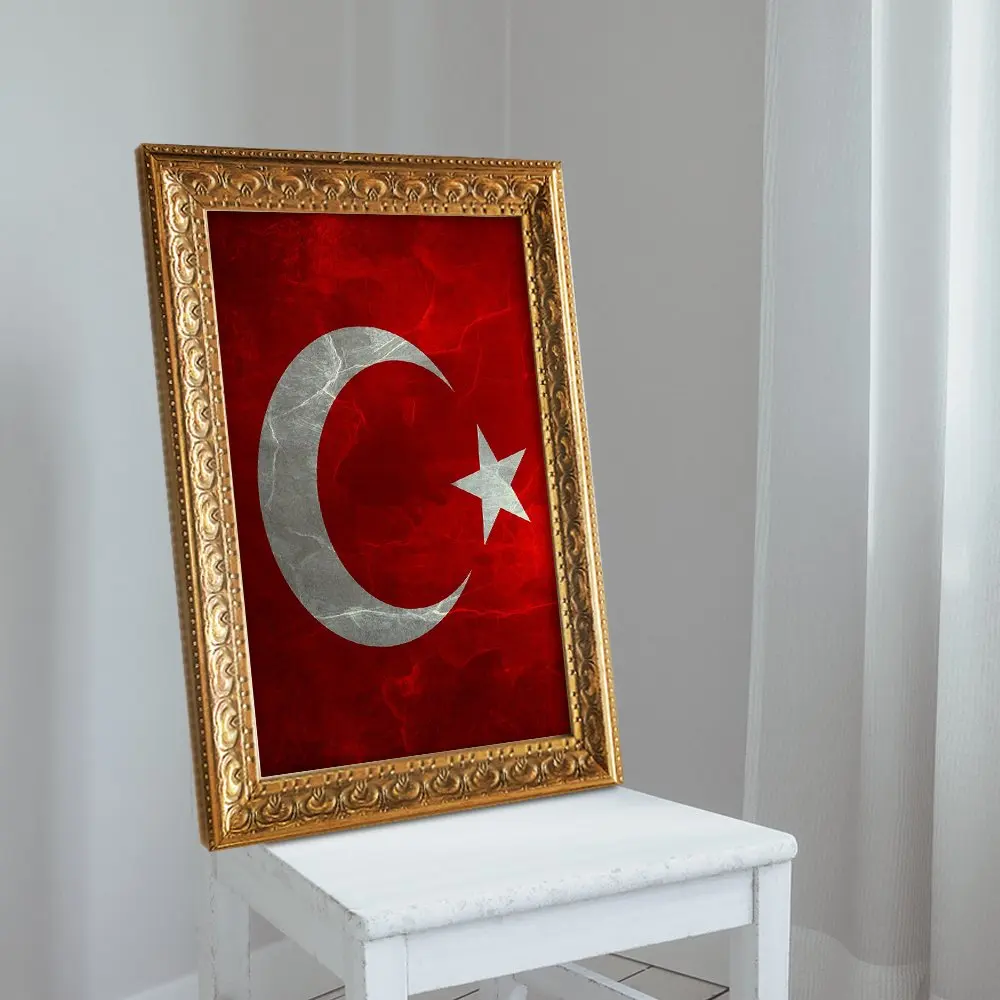 Turkish Flag Gold Gilt Framed A3 Table
