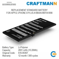 craftmann battery 2691mah for apple iphone 8 plus a1864a1897a1898 616 00367