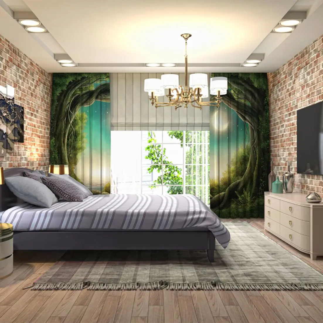 Занавеска Новая Луна звезды летнее небо отражение лунного света на море вид из