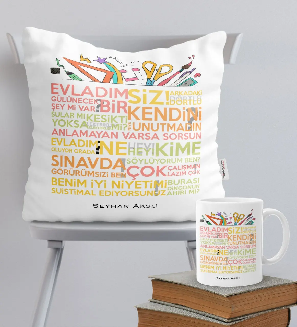 

Personalized Teacher's Words Themed Pillow Mug Set-1