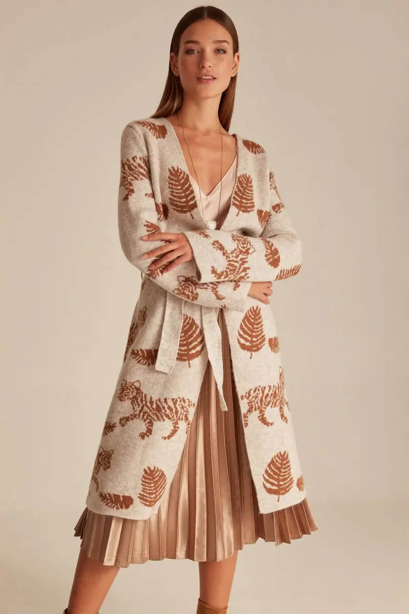 Женский вязаный кардиган с поясом Joinus куртка женская экрю кимоно весна | Женская