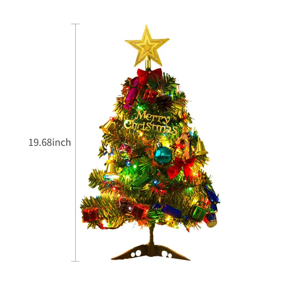 

20 Inch Christmas Tree with Hanging Decorations LEDs Fairy Lights Decorative Artificial Xmas Tree Hanging Lights Ornaments