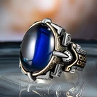 Мужское кольцо с голубым цирконием, кольцо из искусственного серебра, Сделано в Турции