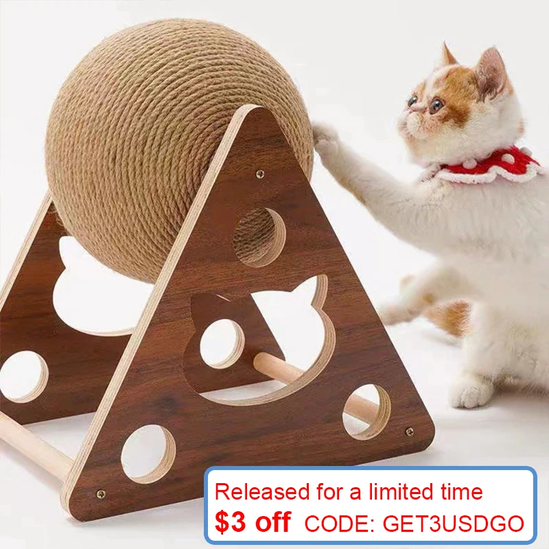 

Pet Interactive Cat Toy Cat Scratch Board Sisal Rope Ball Cat Scratching Post Relieve Boredom Kitten Stuff Accessories Supplies