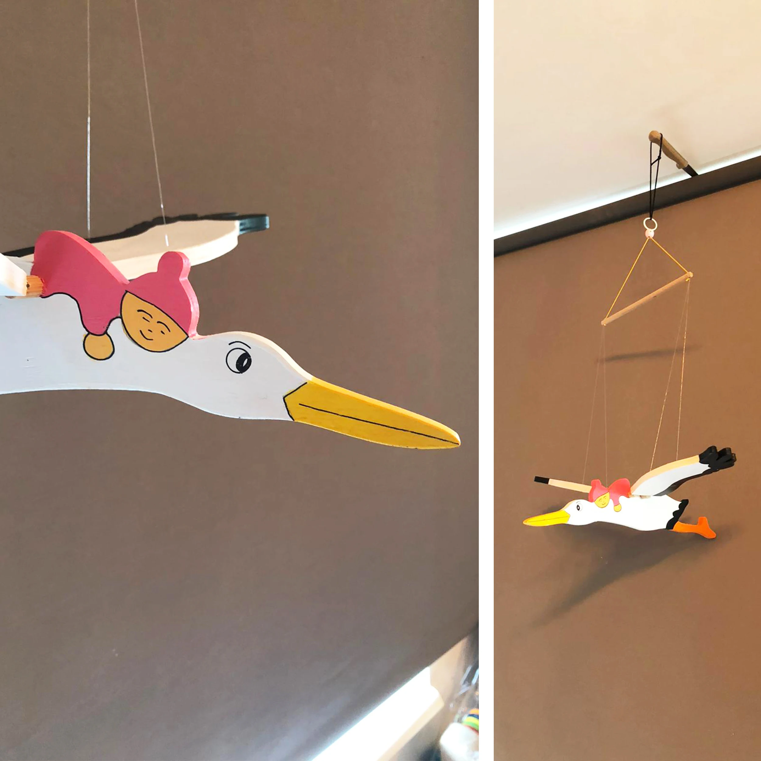 INGODI милые весенние деревянные игрушки ручной работы в виде аиста для украшения