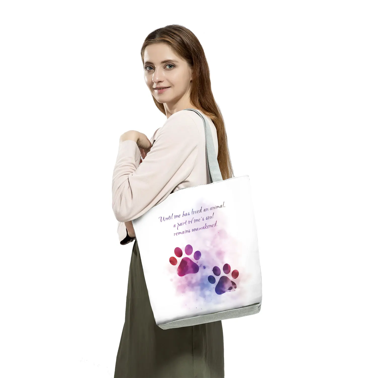 2022 New Fashion Women Dogs Paws Tote Love Dogs Funny Casual Handbags Kawaii Female Shoulder Bag Eco High Capacity Shopping Bags