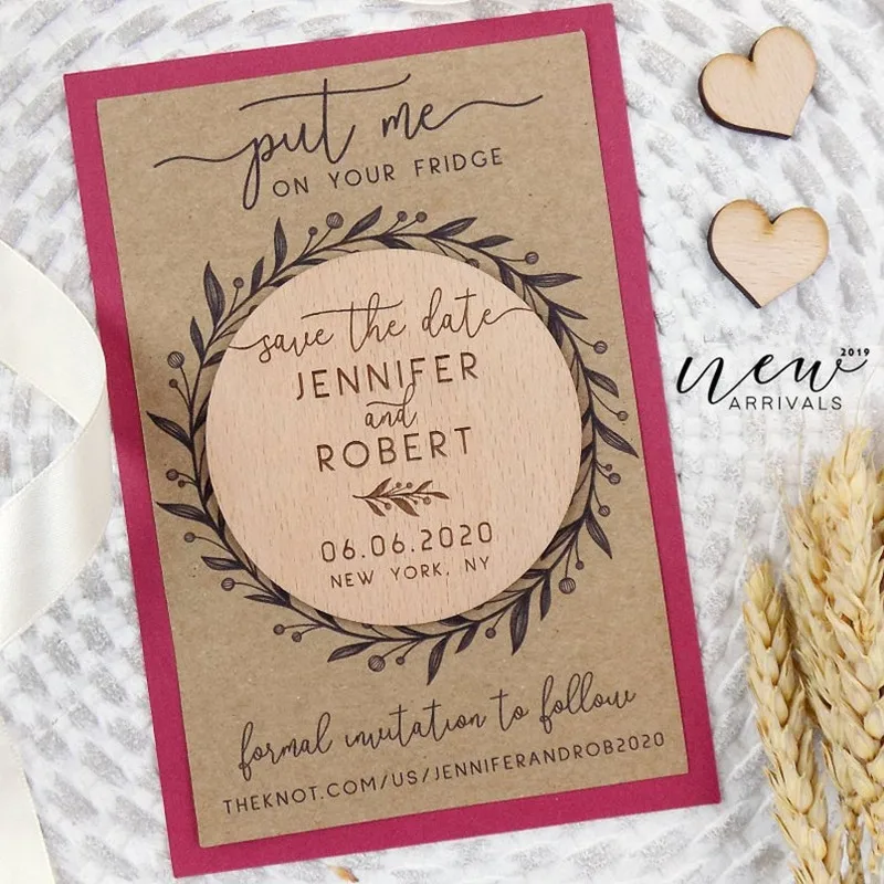 Деревянные сувениры на заказ деревенские магниты для сохранения даты свадебное